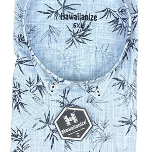 Men's Shirt cotton casual hawaiian Blue 5XL